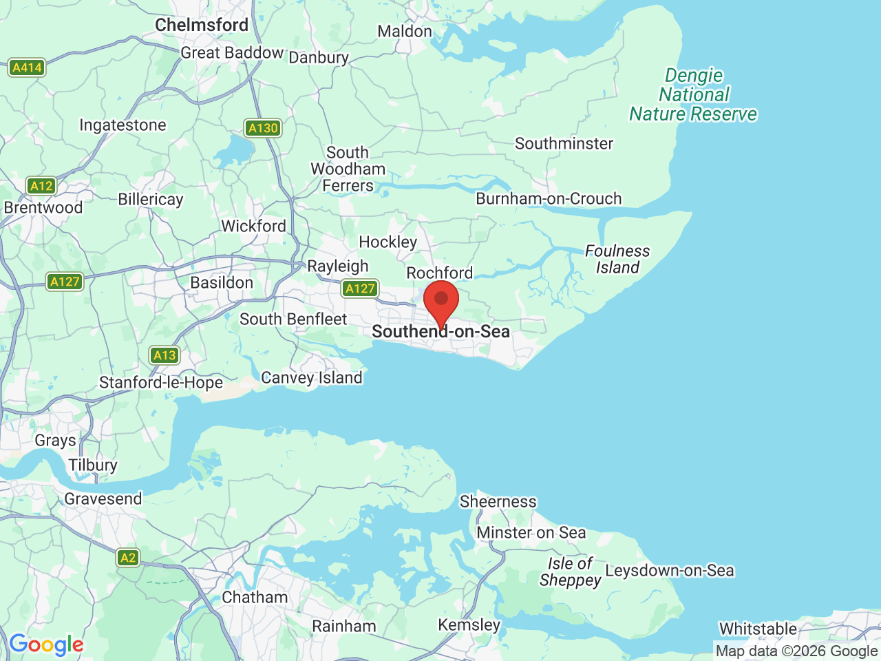 Map showing Fenwright Electrical's location in Southend-on-Sea & the surrounding area